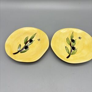 Julia Junkin Studios Hand Painted Olive Oil Dipping‎ Dishes Set Of 2